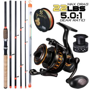 Combo Sougayilang Feeder Fishing Rupp Reel Set 3.0m Carp Fishing Post and 5.1/5.5: 1 Speed ​​Gear Ratio Max Drag 10 kg For Bass Pike Trout