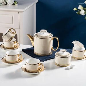 Teaware Sets 11/15 Piece Coffee Set Ceramic European Cup And Saucer Teapot Afternoon Tea Mug Water Ware Gift Home Kitchen Drink