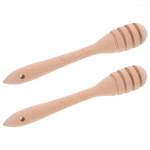 Spoons 2 Pcs Honey Stick Dipper Sticks Kitchen Wood Portable Stirrers Dippers Wooden Reusable