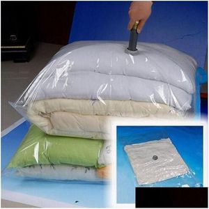 Storage Bags Home Vacuum Space Saver Bag Compressed Organizer Clothing Air Pump Seal For Organizing Cupboard Wardrobe Drop Delivery Ga Dh8Ka