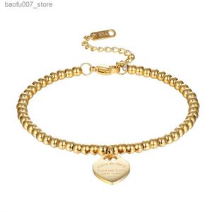 Charm Armbänder Neue Mode Damen Party Schmuck Liebhaber Herzförmiger Anhänger Roségoldfarbener Edelstahl Perlenkette Damen ArmbandQ240330