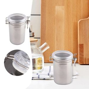 Conjunto de vasilha de aço inoxidável para cozinha, garrafas de armazenamento com tampas acrílicas transparentes, braçadeira hermética, durável, empilhável, recipientes pequenos para alimentos