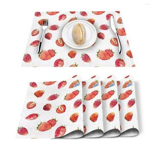 Table Mats Strawberry Berries Fruits Pattern Mat Kitchen Decoration Placemat Napkin For Wedding Dining Accessories