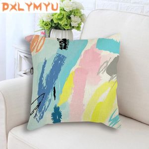 Pillow Solid Sofa Cover Watercolor Color Blocks Art Abstract Prints Linen Decorative Throw Case For Seat