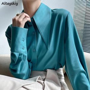 Kobiety bluzki dla kobiet solidne chemise femme podstawowe biuro biuro dama koreańska styl codzienny moda delikatne eleganckie minimalist