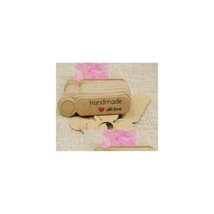 Confezione regalo Etichette in carta Kraft Etichette per prezzi Etichette fatte a mano con amore Grazie Decorazione 1000 pezzi Consegna drop Home Garden Festivo Pa Dhemp