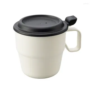 Mugs 360ML Covered Cup Outdoor Picnic Soup Bowl Tableware Microwave Oven Heating Coffee Milk