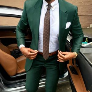 2024 City Casual Gentleman Dark Green Wedding Groom Men Suits Costume Homme Mariage Terno Masculino Slim Fit Best Man Blazer