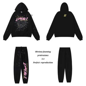 Sp5der hoodie mäns hoodies designer tröjor kvalitet tröja par tröja kläd modesuit svart vit rosa webbgrafik 8210