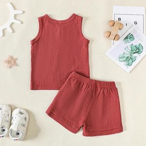 Zestawy odzieży Baby Boys 2pcs Summer Stroje Butla Buton Up Kieszonkowe Topy z szortami maluch bawełniany lniany zestaw ubrania