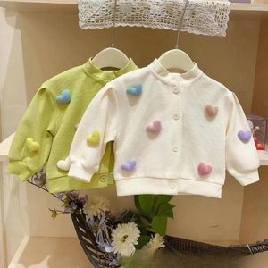 Jackets Girls Jacket 2024 Spring Korean Version Western-style Casual Colored Love Candy Cardigan