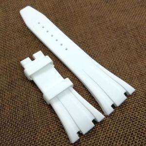 27mm White Color Rubber Watch Band 18mm Folding Clasp Lug Size AP Strap for Royal Oak 39mm 41mm Watch 15400 15390230E