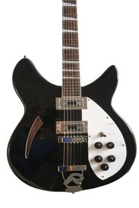カスタム6ストリングブラック360 330セミホローボディエレクトリックギターシングルFホールローズウッドフィンガーボードトライアングルインレイファイブノブ7331792