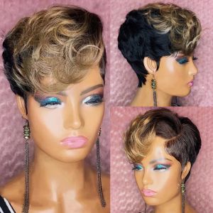 Peruklar wigera sentetik ombre kısa saç stili satış pixie kesim satışta peruk siyah kıvırcık patlama saç renkli peruklar kadınlar için