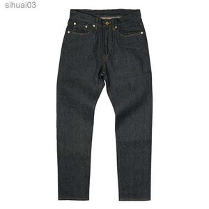 Mäns jeans Mens avsmalnande jeans 12.5oz selvedge denim Mid Rise Ultra-tunn blyerts Typewriter Vintage Motorcykelfrakt Pantl2403