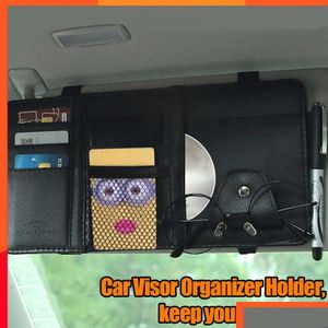 Interiörbilfärgunderhåll Nytt pennkortshållare CD DVD-förvaringslåda Solglasögon Klipp Stullande Sun Visor Organizer Car-Styling Drop Del Otcke