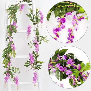 Decorative Flowers 4 PCS Flower Garland Wisteria Artificial Fake Vine Silk Ivy Plants For Wedding