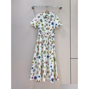 기본 캐주얼 드레스 유럽 패션 별자리 ITI 동물 요소 디자인 하이 허리 클래식 작은 칼라 클로즈 드레스 드롭 디브 DHGPS