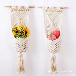 Tapestries Promotion Macrame Wall Hanging Tapestry Hand-woven Bohemian Crafts Fruit Basket For Flower Living Decor Decoration Arrangement
