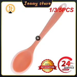 Spoons 1/3/5PCS Silicone Spoon Non-Stick Oval Tablespoon Tableware Rice Ladle Stirring Dinner Scoops Kitchen Supplies Cooking Tool