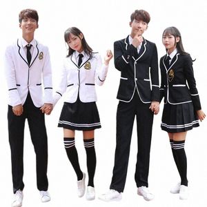 British Preppy Style LG Sleeve Chorus School Uniform Junior High School Girls Boys Japan Sydkorea Studenter JK Uniform Set 70Zi#