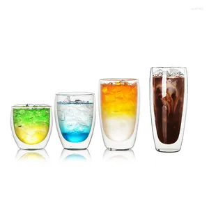 Copos de vinho 4 peças, parede dupla isolada em borosilicato, café/chá/bebidas, conjunto de 4