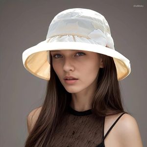 Kapelusz o szerokości czapki z czapek z brzegami dla kobiet cienki lato UV Ochrona Słońca 2024 Wszechstronne