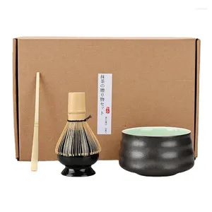 Conjuntos de chá japonês artesanal bambu matcha chá ferramenta 4 em 1 cerimônia prática pó batedor escova