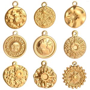 Encantos 3 pçs fundição de aço inoxidável estrela do sol para fazer jóias suprimentos diy brincos pulseira colar acessórios cor do ouro