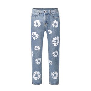 Jeans retro jeans estampados high street casual azul reto calça jeans feminino calça folgada y2k outono da primavera