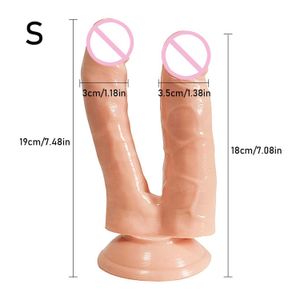 NXY DILDOS DONGS Ogromna pochwa podwójnej penetracji i odbytu Penis Realistyczne penisowe zabawki Sex Phallus Headed Dildo dla kobiet 240330