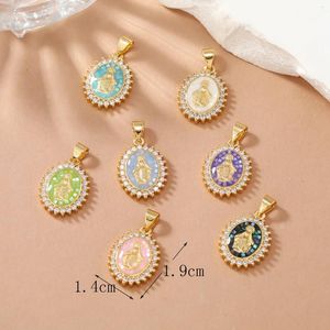 Charms Religious Virgin Mary Believer Shell Abalone 3D DIY Gold Plated CZ Cubic Zirconia Swords Charm Pendant Necklaces Women Jewelry