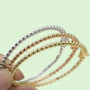 Vintage designer bracelet luxury womens perlee three colors bead bangle desinger jewelry plating gold bracelets for ladies christmas day gifts zh211 E4