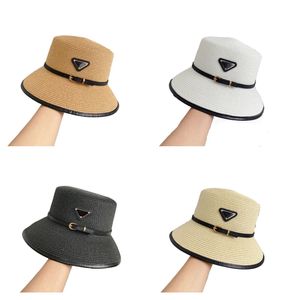 Lüks Tasarımcı Hasır Şapka Üçgen Mektubu Geniş Serim Kova Şapkaları Casquette Luxe Solidcolor Cazibe Yaz Günlük Cappello Uomo Zarif FA0119 H4