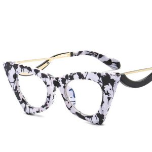 Женские цветочные очки для чтения синий свет треугольник кошачий глаз белые черные очки кадры женская оптическая пресбиопия очки