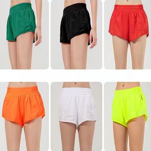 LL Hot Low Rise Shorts Breathable Quick-Dry Yoga Shorts Built-in Lined Women's Short Hidden Zipper Side Drop-in Pockets Running Sweatpants with Drawcord