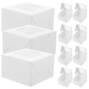 Ta ut containrar Behandla lådor med fönster Small Pastry Donut Cake Container Transport Bakery Bröllop för gäster Gift Bulk