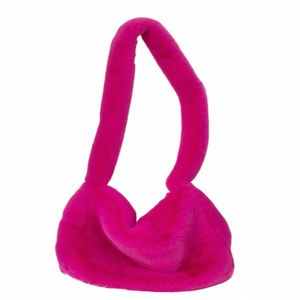faux futra torba na ramię Candy Color Furry Tote Bag dla dziewcząt kobiety fi kolorowy miękki pluszowy puszysty torebka piękna torba sklepowa t5xp#