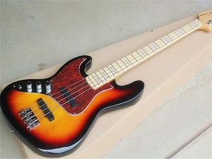 Whole Direct 4string Left Hand Sunburst Electric Bass Guitar with Red Tortoise PickguardMaple Fretboardcan be customized5938285