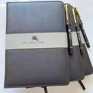 Varumärkes anteckningsblock Pen Set Luxury Business Notepads High End Black Leather Hard Copybook