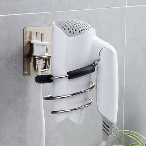 Tende da doccia adesivo da parete in metallo porta asciugacapelli a spirale asciugacapelli appendiabiti scaffale organizzatore ventilatore per bagno barbiere