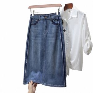 Mulheres Plus Size 3XL 4XL 5XL Saia Jeans Vintage Cintura Alta Uma Linha 2024 Roupas de Verão Feminino Coreano Hrajuku Saias Tamanho Grande k4lJ #