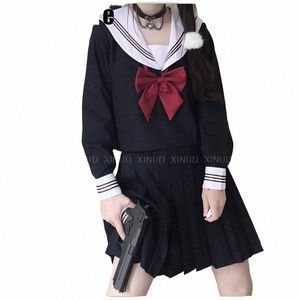 JK Uniform Girl Summer Student College Style Basic Class Uniform Sailor's Suit Long Sleeve Bad Girl Long kjol Cosplay Suits H2JT#