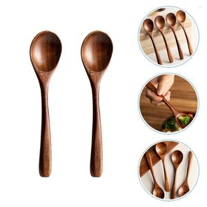 Spoons 2pcs Kitchen Wooden Kids Soup Scoops Rice Round Design