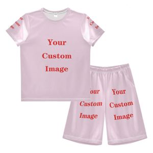 2 crianças meninos roupas de verão crianças casual manga curta camiseta shorts adequados para crianças de 6 a 14 anos padrão personalizado 240328