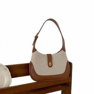 sleek And Sophisticated Vintage Casual Tote Shoulder Bag Woman Canvas Paneled Undershoulder Bag b5JL#