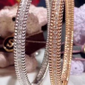 Brand charm Van Classic V Gold Thick Plated 18K Narrow Single Row Diamond Bracelet Full Sky Star One Female with logo