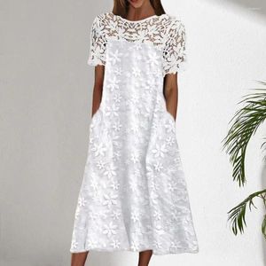 Casual Dresses Dress Cotton Blend Midi Short Sleeves Beautiful Office Lady SUmmer Commuting For Vacation