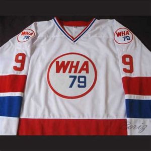 24S 1979 WHA All Star #9 Gordie Howe HÓQUEI JÉRSEI Mens Bordado Costurado Personalizar qualquer número e nome Jerseys