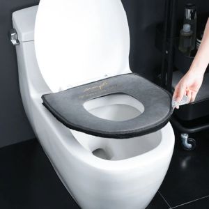 Obejmuje toaletę domową zimową pokrycie toalety Pierścień toalety pluszowy ciepły zamek błyskawiczny